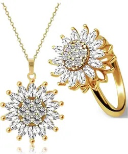 Sunflower Spinning Necklace and Ring set
