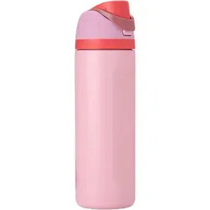 Owala FreeSip Insulated Stainless Steel Water Bottle with Straw for Sports and Travel BPA-Free 24 oz Pink Angel Food Cake Design
