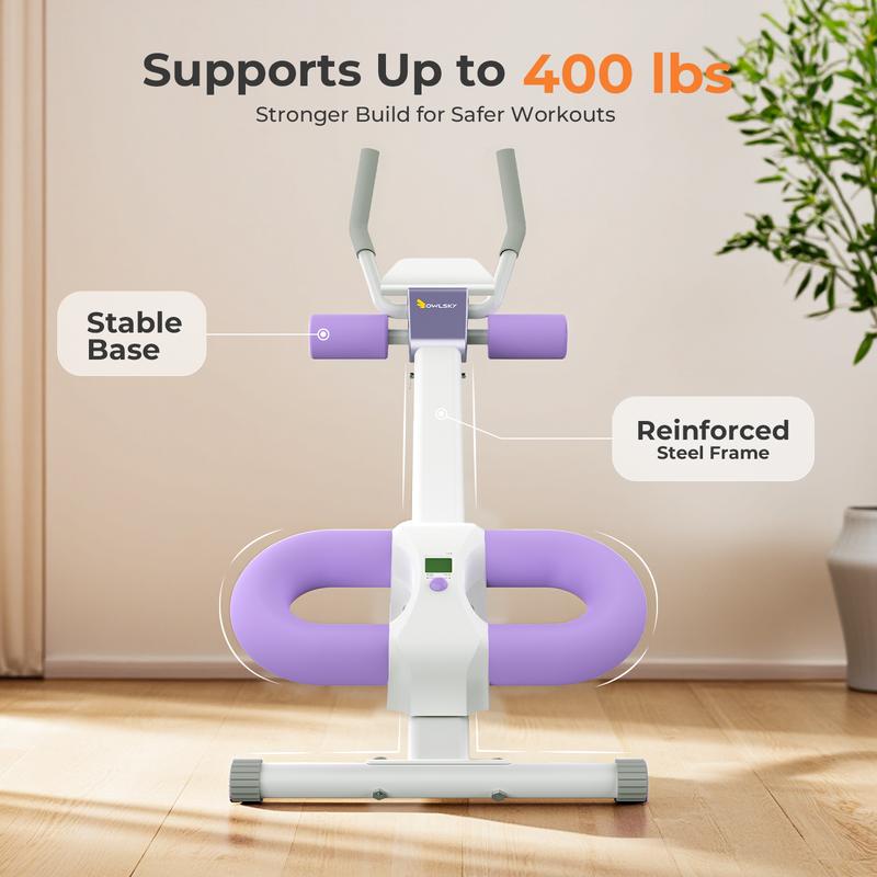Adjustable Home Ab Machine - Foldable Trainer with Knee Support, LCD Monitor & Phone Holder. Supports 400 LBS