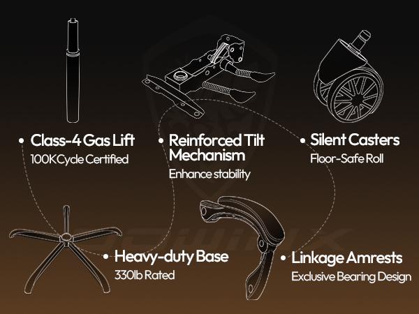 Dowinx Big and Tall Video Gaming Chair with Shiatsu Neck Massage and Lumbar Support for Home Office High Back Recliner Height Adjustable Ergonomic Comfy Leather Computer Desk Chair (Black)