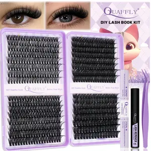 QUAFFLY Lash Clusters Kit 592Pcs, 40D+60D+80D+100D Eyelash Extension Kit, DIY Individual Lashes with Lash Bond&Seal Remover and Tweezers 10-18mm Mix D Curl Volume Lashes for At-Home