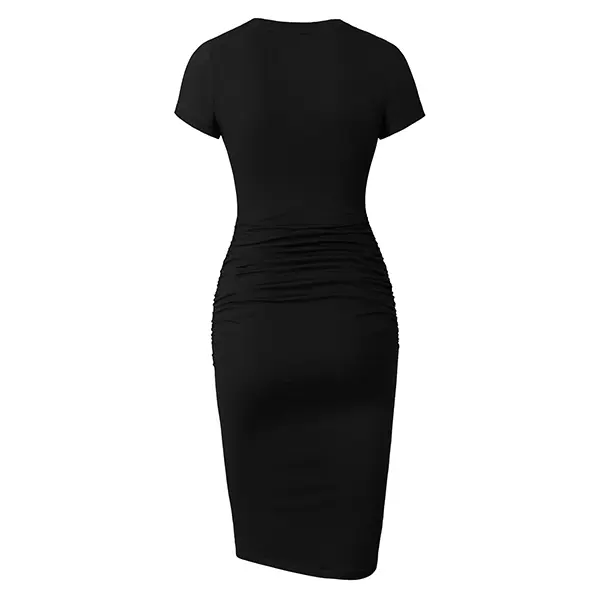 bodycon bump friendly dress Stretchy Ruched Maternity Dress Soft Cotton Bodycon Bump Friendly Summer Dress with Side Gathering for Pregnancy