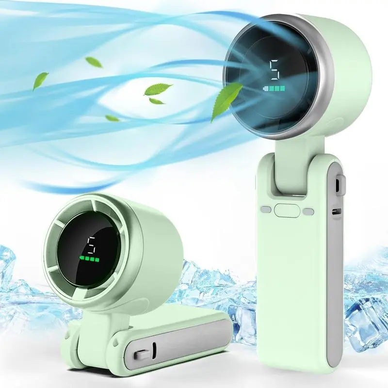 Multifunctional Cooling Portable 3-in-1 Turbo Mini Fan - 180° Foldable Handheld, 3600mAh Battery, LED Display, 5 Speed Settings - 3600mAh Battery, LED Display, 5 Speed Settings - Portable Fan for Travel, Home Use, Multifunctional Cooling Fan