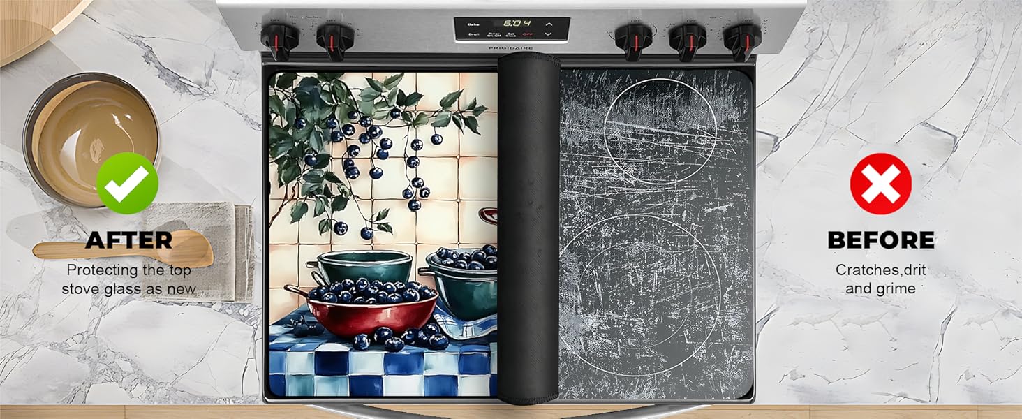 JOYFINITY Heat-Resistant Glass Stove Top Cover with Anti-Slip Rubber Coating – Electric Stove Protector, Scratch-Resistant, Expands Counter Space, Stylish Kitchen Decor