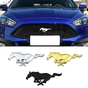 20x8 Cm Zinc Alloy Car Front Hood Grille Badge, Horse Emblem Sticker Decal for Ford Mustang, Focus, Mondeo, Shelby Gt350