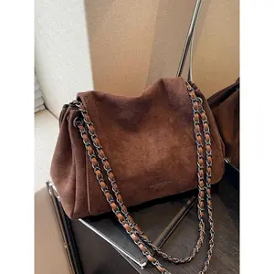 Retro and Fashionable Frosted One-shoulder Underarm Bag, Casual and Versatile One-shoulder Crossbody Bag, Simple and Trendy Chain Messenger Bag, Suitable for Daily Matching, Commuting . Handbag Shoulder Bag, Casual Messenger Bags Leather Satchel