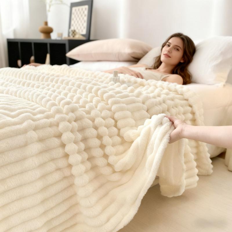 2026 New Year Gift Ultra-Soft Plush Blanket (Cream Color), Soft Skin-Friendly Warm & Comfortable, Ideal for Beds, Sofas & Home Decoration, Perfect Gift for All Seasons
