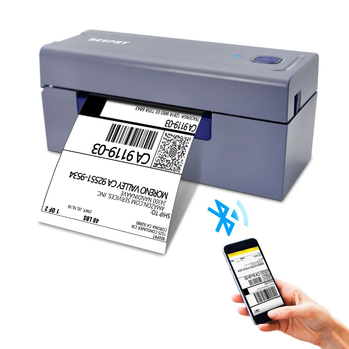 Wireless Shipping Printer 4x6 label, 480bt-Bluetooth Printer for Shipping Packages, Compatible with iOS, Android, PC, Mac, Etsy, Ebay, Shopify, USPS