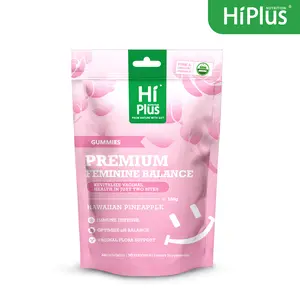 Hi Plus Feminine Balance Gummies for Women Hawaiian Pineapple Flavor 60 Gummies Boost Immune System Vegan Gluten-Free Daily Wellness Supplement Healthcare Dietary