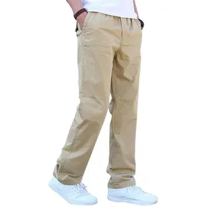 Men's Cotton Lightweight Twill Relaxed Fit Full Elastic Waist Pant with Pockets
