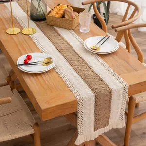 Boho Style Table Runner, 1 Count Rustic Style Simple Table Flag, Holiday Home Dining Table Decoration Cloth, Restaurant Desktop Decoration