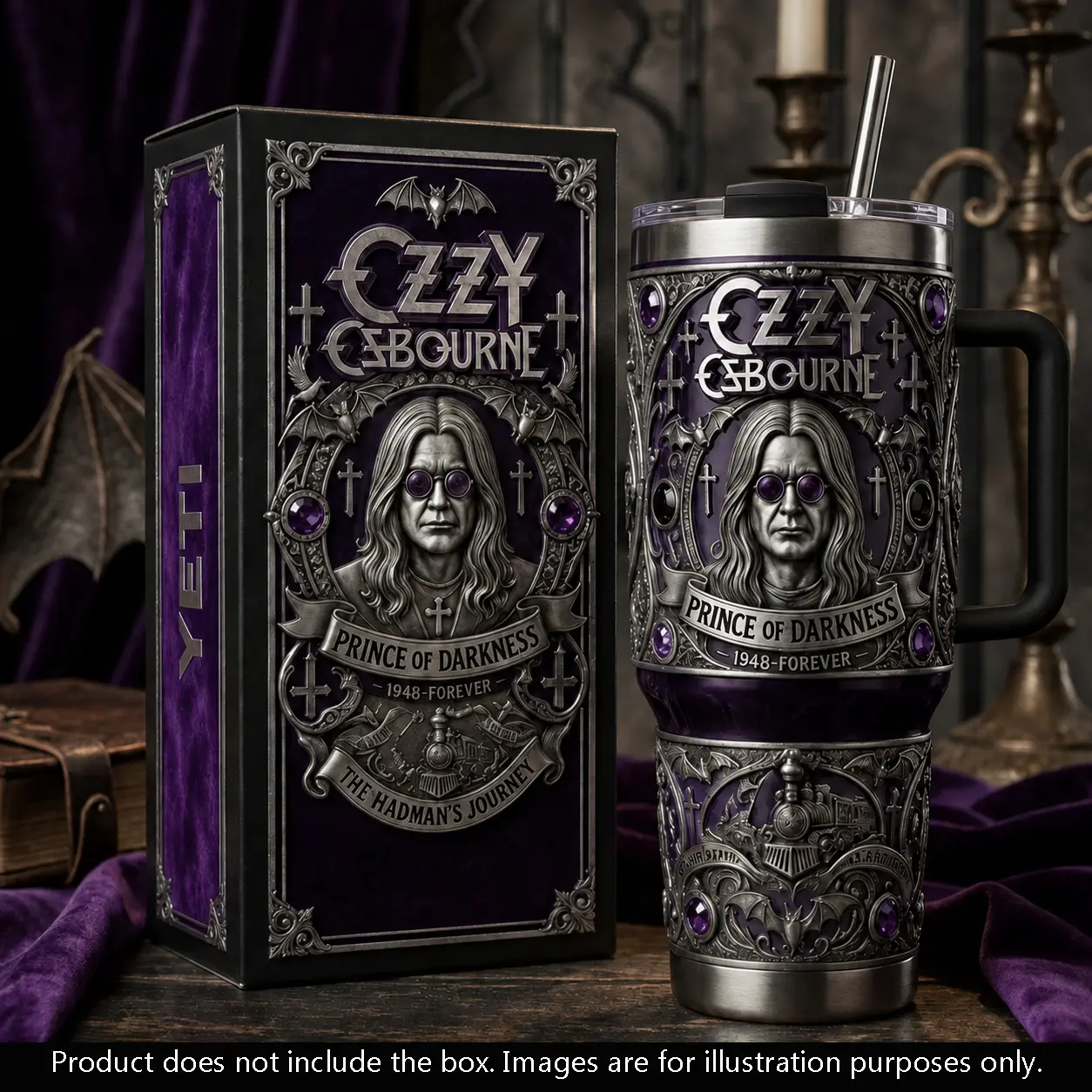 Prince Of Darkness Tumbler 40oz, Stainless Steel Insulated Travel Mug With Handle, Rock Music Fan Gift