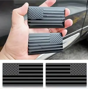 2Pcs USA American Metal Flag Auto Fender Emblem Embossed 3D Metal Adhesive Sport Truck Car Badge Flag Decal For Auto SUV Truck Motorcycle Decal Sticker