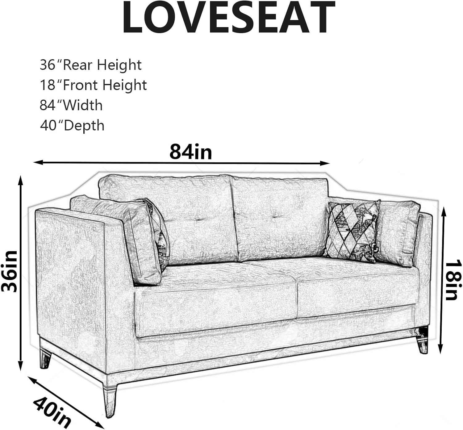 Wokire Plastic Loveseat Cover - 84" W x 40" D x 36" RH x 18" FH - Heavy Duty Vinyl, Waterproof, Slipover - Protects Pets Scratches