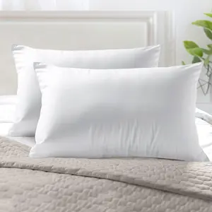 Elegant Comfort 2-Pack Gel-Infused Hotel Pillows - Cotton Shell, Medium-Firm Support for Neck Alignment - Available in King & Queen Sizes