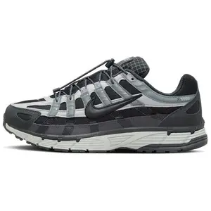 Nike P-6000 Men's Low-Top Running Shoes Black/Gray Heritage Line Nike209021 Mesh & Synthetic Leather Upper Foam Midsole for Urban Commuting nike p6000  cool  grey
