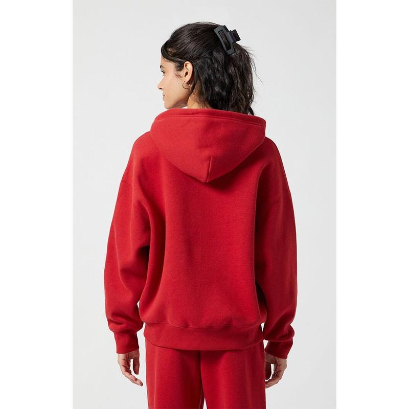 Pacsun Women's Red Big NY Applique Zip Up Hoodie