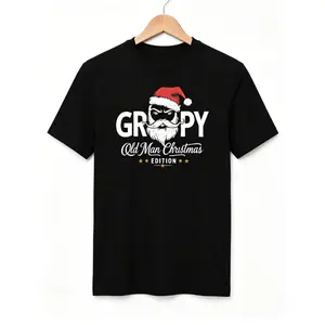 Casual Men’s Christmas Shirt – Funny Santa Graphic, Soft & Stretchy Fit