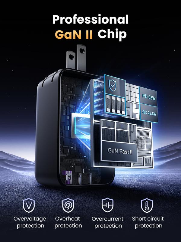 UGREEN Nexode 65W GaN USB C Wall Charger, 3-Port Compact Foldable Fast Charger Power Adapter for iPhone 17/16/15 Series, Galaxy S25/S24, Pixel 10/9, MacBook Pro/Air, Dell XPS, iPad Pro (Black),TikTokShopJumpstartSale