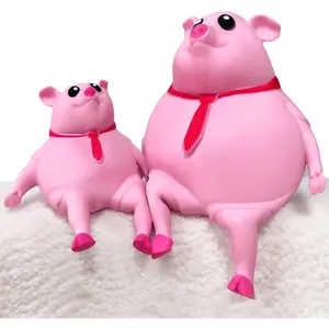 Cute Squishy Pig for Kids and Adults - 2Pack of Sensory Stress Relief Pig Squeeze Toys to Anxiety, Funny Stretch Animal Splat Toys Splashy Piggy Toy Christmas Stocking Stuffers for Autism Kids