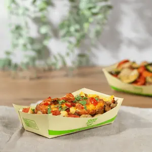 Karat Earth 2.0 lb Bamboo Natural Food Tray, Generic Print - 1,000 pcs