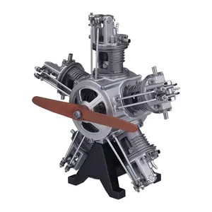 230+pcs/set 1:6 Five-Cylinder Radial Engine Aircraft Engine Simulation Electric Model Metal Machinery DIY Assembly Kit Science Education Educational Toys Gift Ornaments