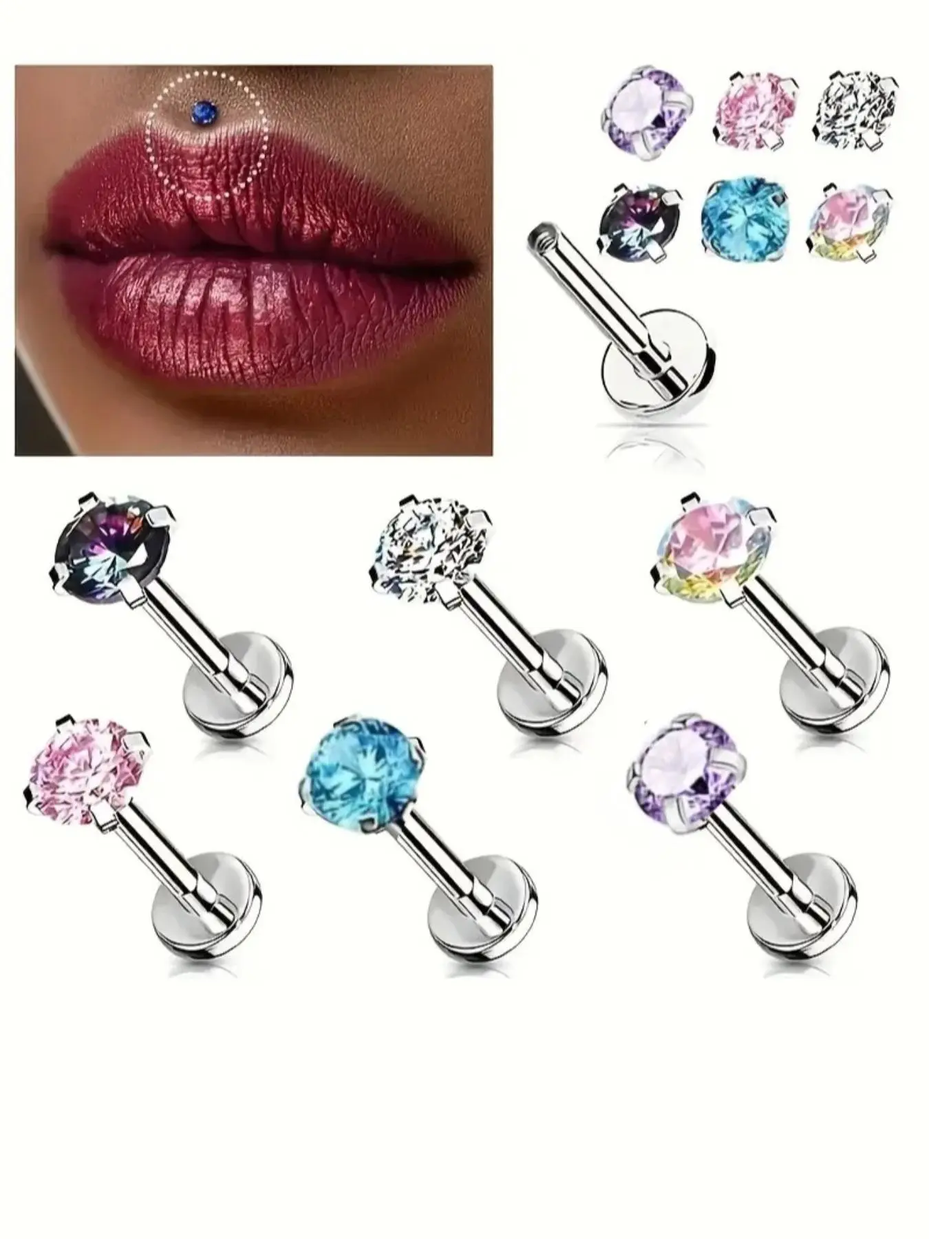 Stainless Steel Lip Studs,  Lip Piercing Jewelry for Women & Men, Body Jewelry for Party, Daily Clothing Decor, Labret Studs Replacement, Lip Piercing Ring, Pierced