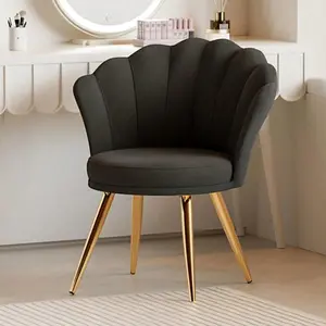 Velvet Accent Chair With Gold Metal Legs, Vanity Chair For Makeup Room, Upholstered Guest Chair For Living Room, Side Chair For Bedroom