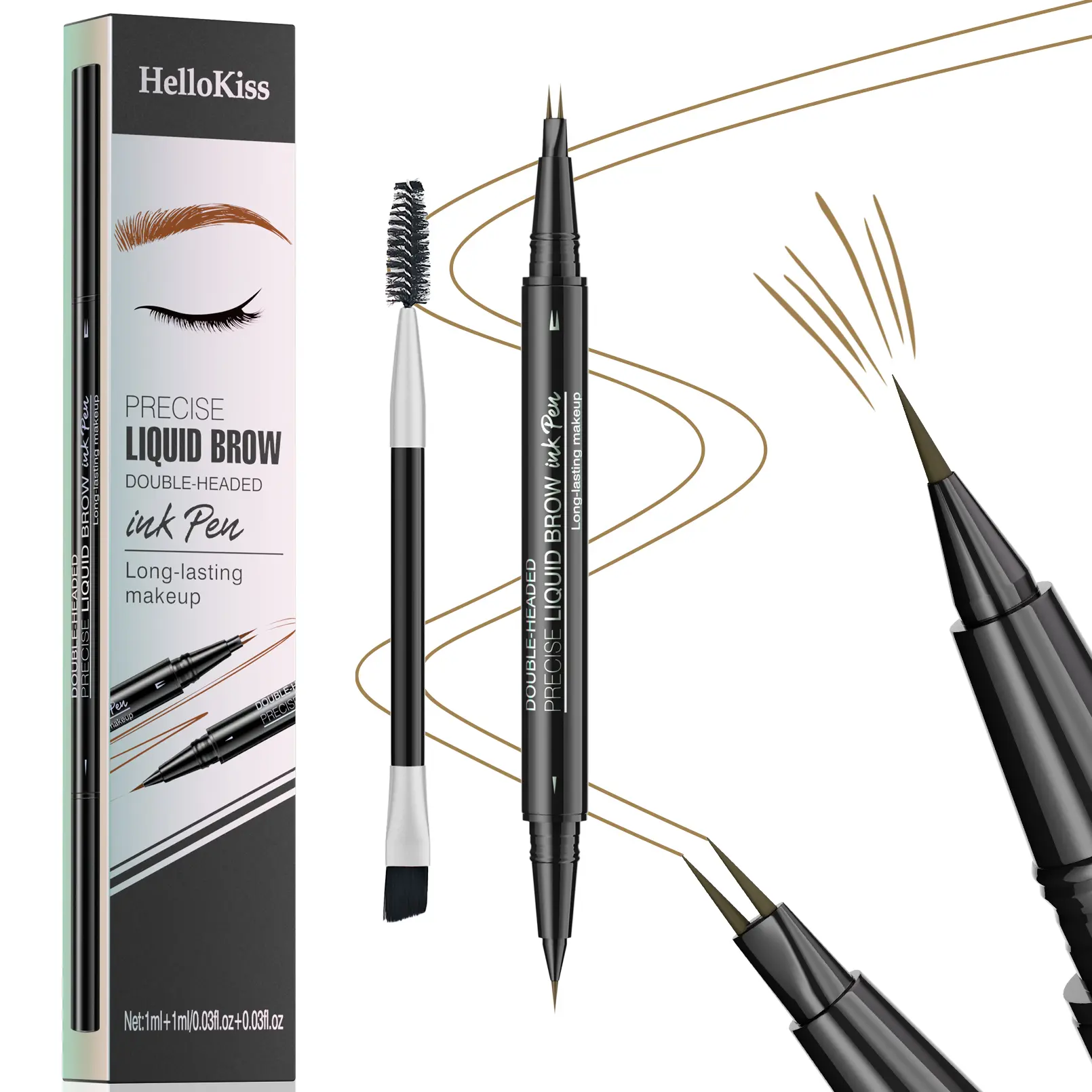 2-In-1 Long-Lasting Eyebrow Pencil, Eyebrow Shape, Essential Makeup Tool for Women, Perfect Brow Accessory, Ideal for Cosmetics Enthusiasts, Eyebrow Makeup Products
