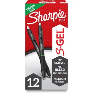 Sharpie SGel Gel Pens Medium Point (0.7mm) Green Gel Ink Pens 12 Count
