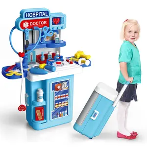 Doctor Kit for Kids, Pretend Mobile Medical Station, 34 Accessories with Realistic Light & Sound Effects, Kids Doctor Playset, Educational Role-Play Toy for Toddlers 3-5 Years Old functional