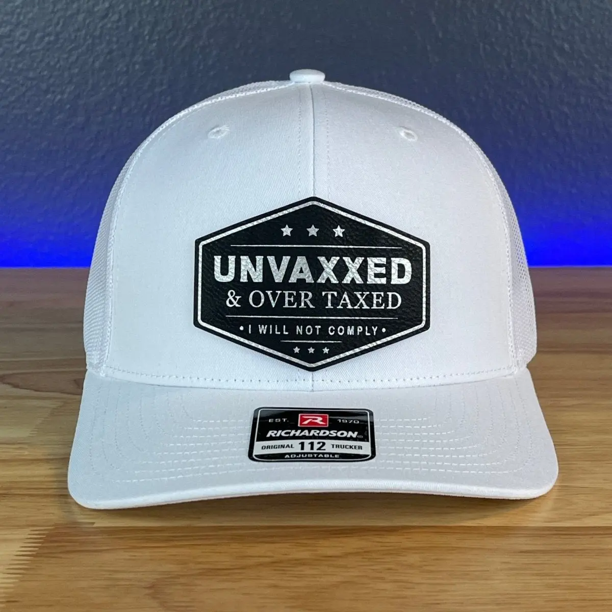 UNVAXXED & OVER TAXED Leather Patch Hat Black/Silver