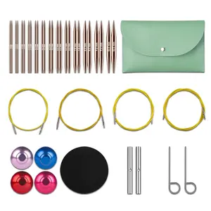 13 Pairs Circular Knitting Needles Set, Interchangeable Aluminum Round Circular Needle for Knitting with Bag 3.0~10.mm Sewing Supplies (Rose Gold) - Home Improvement.