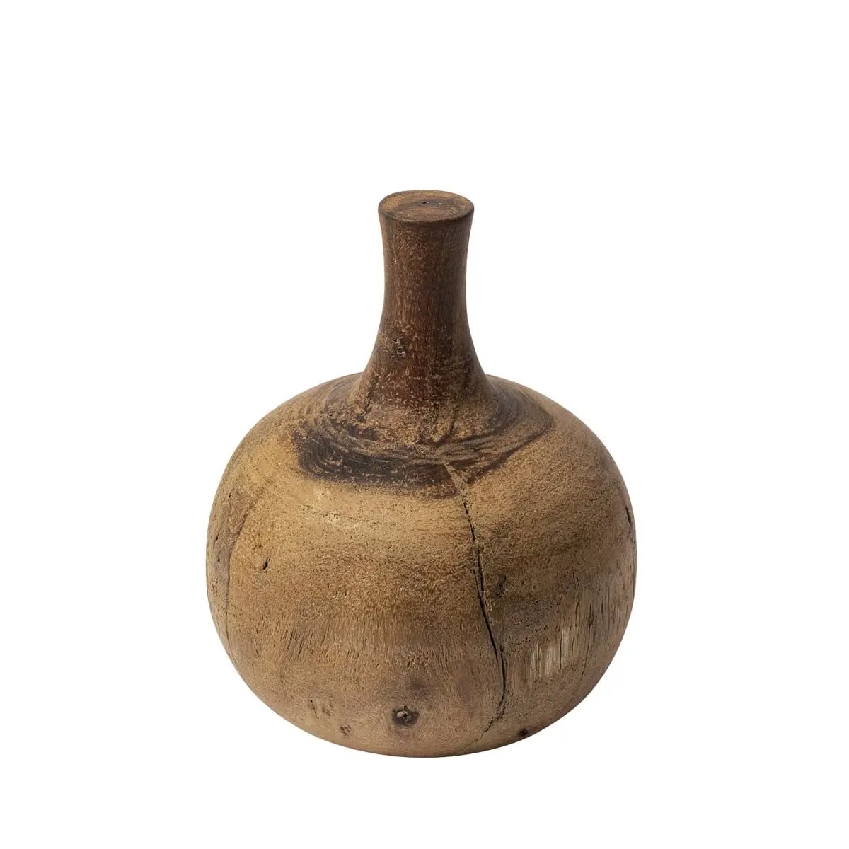 8 in. Round Vase-Shaped Wooden 360 Stand, Brown Natural-Look Home Supplies, Decorative Accents Vases Home Decor Ornament