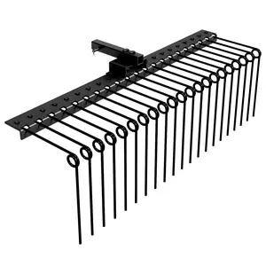48 Inch Tow Behind Dethatcher Lawn Rake, 20 Replaceable Heat-Treated Spring Steel Tines, Heavy-Duty Powder Coated Steel Frame, Universal 2 Inch Receiver Hitch for ATV, Riding Mower, Lawn Tractor, Yard,Black
