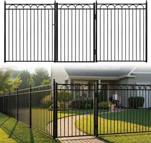 Fencer Wire Heavy Duty Garden Fence Border, 5FT Wide Decorative Arc Fence with 6FT Height Panels, Gate, Posts, Connectors, Metal Fencing Barrier for Residential, Yard, Pool, Patio