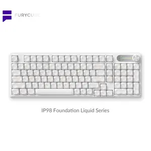 FURYCUBE IP98 Foundation Keyboard 98keys Wired Wireless with Number Pad Silent Media Knob Custom Mechanical Feel RGB Backlit Ergonomic for PC MAC PS4 Xbox ONE