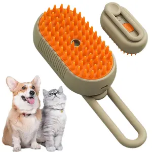 4 in 1 Cat Steam Brush for Shedding, Rechargeable Steam Cat Brush With Rotating Handle, for Massaging and Cleaning Shedding Pet Hair, for Cats Dogs fur sepillo groom adjustable steamy removal hair remover grooming tool comb clean brush comb