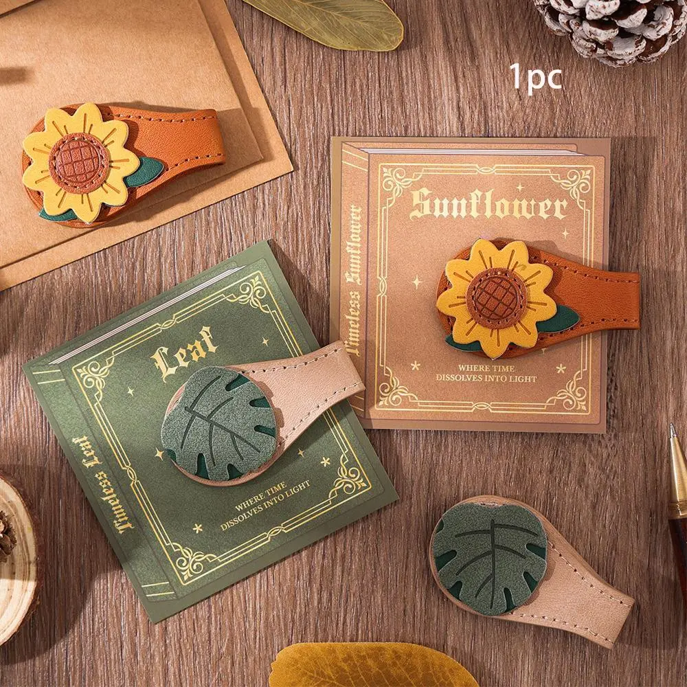 Magnetic Leather Bookmark, Inspirational Sunflower Design With Secure Clip And Tassel, Vintage Stitched Planner Accessory For Her, Readers, Students, Writers, Perfect Birthday & Christmas Present, Book Accessories, Magnetic Bookmarks