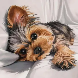 5D DIY Full Drill Round Diamond Painting - Diamond Art Kit Cute Puppy Mosaic, Canvas - DIY Decorative Painting, Home Wall Decor, Perfect for Halloween and Christmas, Independence Day, Birthdays, and Anniversaries Gifts, Diamond Painting Kits