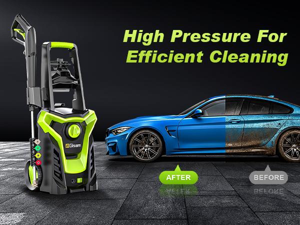 Gisam 4800PSI 1800W Electric High Pressure Washer Car Washer Gun Garden Washing Water Wash Spray Gun 180° Adjustable Nozzle