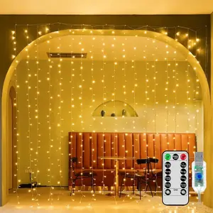 Christmas Curtain Lights 300 LED, Outdoor Waterproof Curtains, Remote Control Timer, 8 Lighting Modes, USB Powered, Ideal for Home Decoration, Party Lighting Decoration