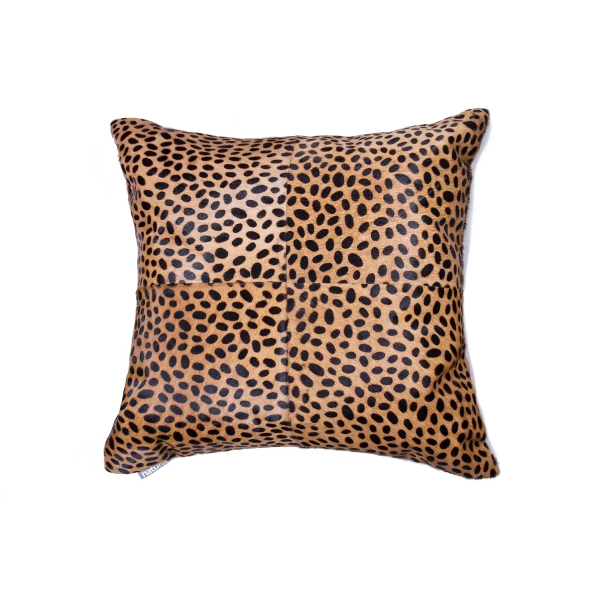 Torino Togo Quattro Leather Pillow, 18x18 in., Natural Cheetah Wildlife Motif, Home Room Decor for Indoor Use (UPC: 676685018625), Animal Spots