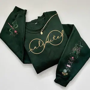 Unlimited Glasses Sweatshirt, Wicked Pullover Youth Shirt, Icon of Wicked Print on the Sleeve Sweater, Wizard Movie Fan Shirt for Kids and Women