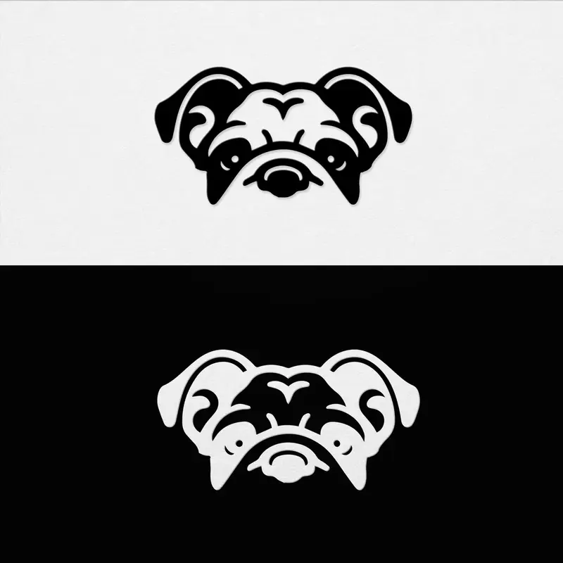 (2 Pcs, 1 Black, 1 White, 6.8'' X 3.6'') Transparent Adhesive Decal Sticker of Bulldog for Car Bumper Window Laptop Tumbler Jeep Truck Motorbike Helmet Door Wall for Indoor Outdo925Ver1Hhh502Bw_FBA