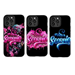 Scorpio Two-In-One Drop-Resistant Mobile Phone Case Protection, Shockproof For IPhone 17-12, Pro Max, Pro Plus, and Samsung S25 24 23 Safety Case Protection Durable Stars Trendy Zodiac Earth