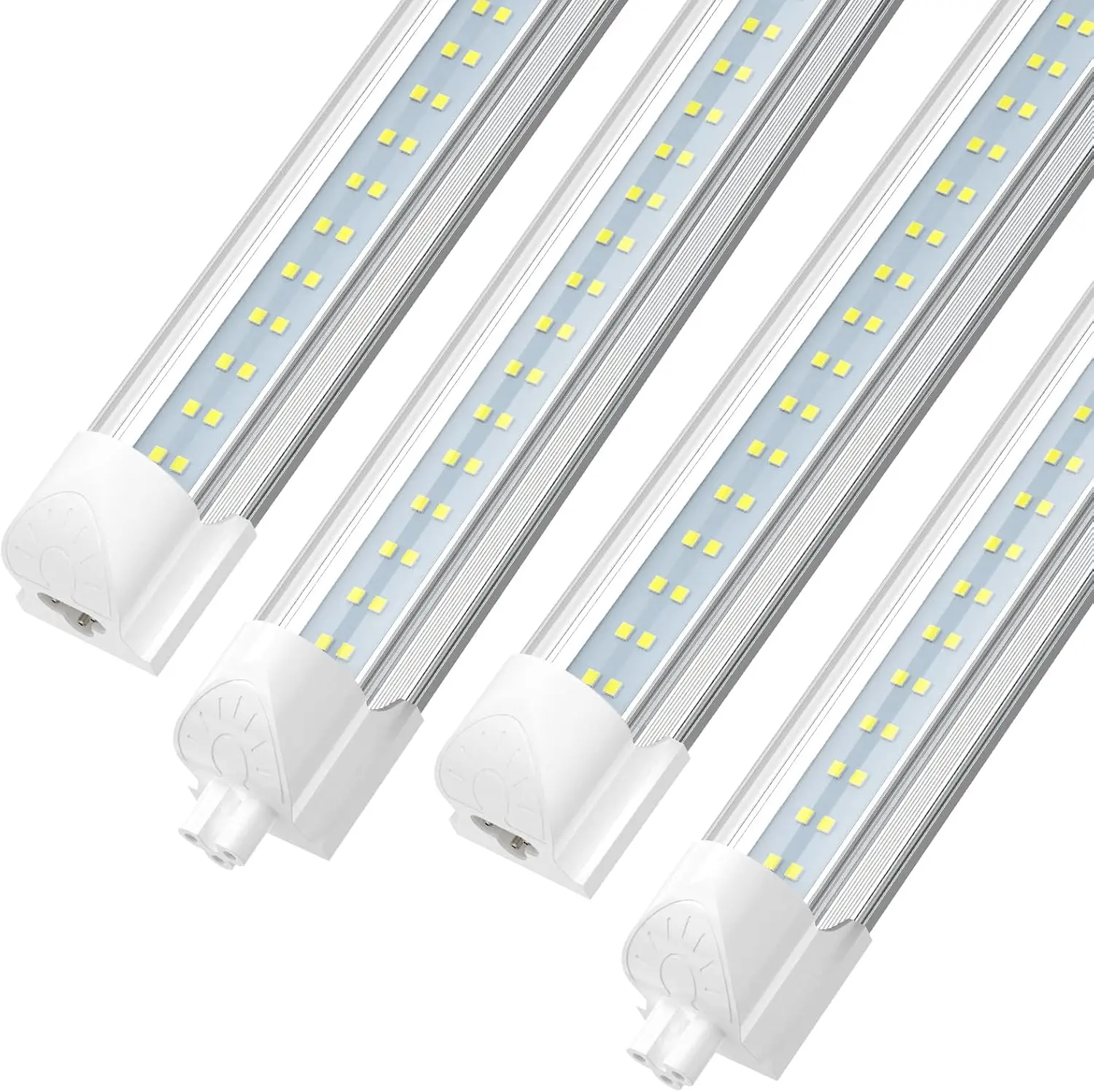 ETL 4-Pack 4FT LED Shop Lights, 80W 10800LM 6000K Linkable Dual-Row T8 Integrated Tube Light Fixtures with Plug, ETL Listed for Garage Workshop