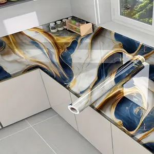 Marble Contact Paper Roll, Ocean Theme Waterproof Removable Vinyl Self-Adhesive Wallpaper for Kitchen Cabinets Bathroom Drawers Decor