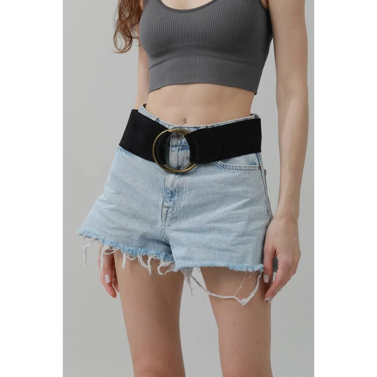 Double-Buckle Suede Corset Belt – Adjustable Wrap Design ⚜️🖤
