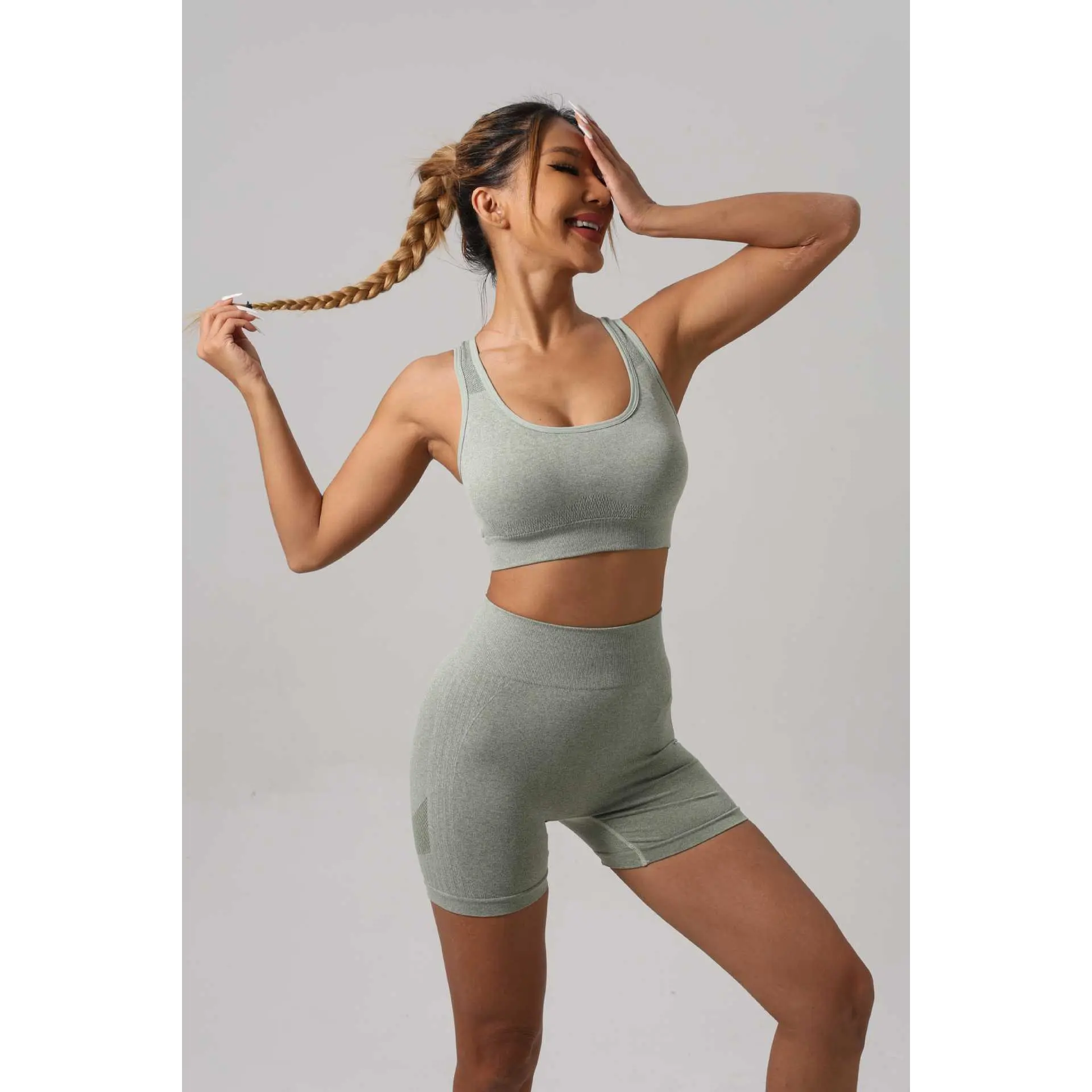 Army green short set [bra + shorts]